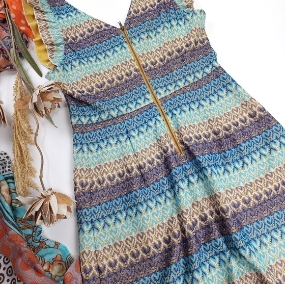 Anthropologie Tabitha Gorgeous Blue Brown Stripe Weave Sz 6 - Picture 13 of 15